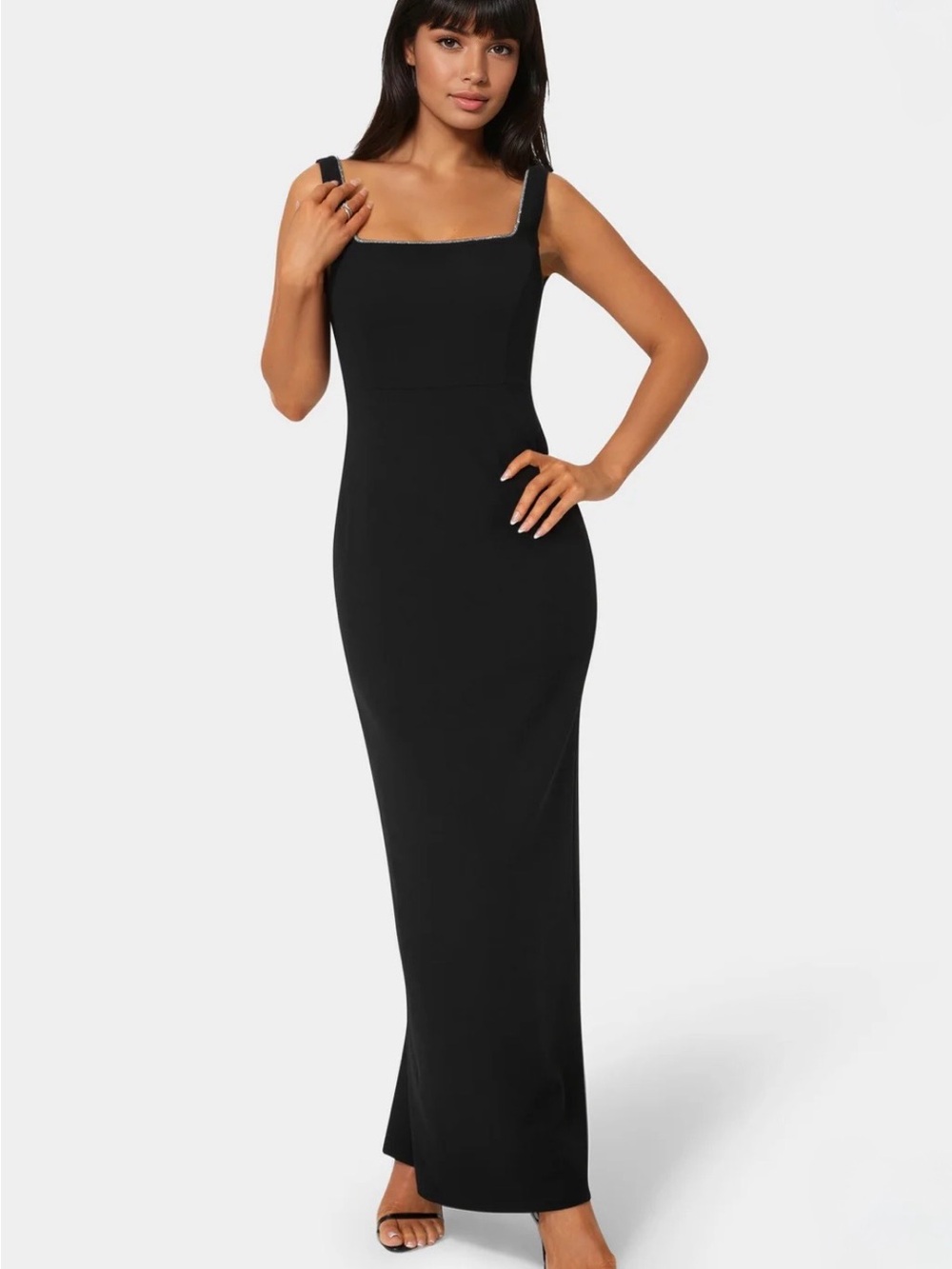 bebe Black Square-Neck Maxi Gown